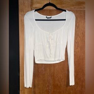 Front Tie Longsleeve Blouse